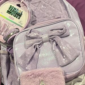 Glittery Purple Kids Backpack 3-Pc Set with Bow and Fuzzy Diary with Bling Star